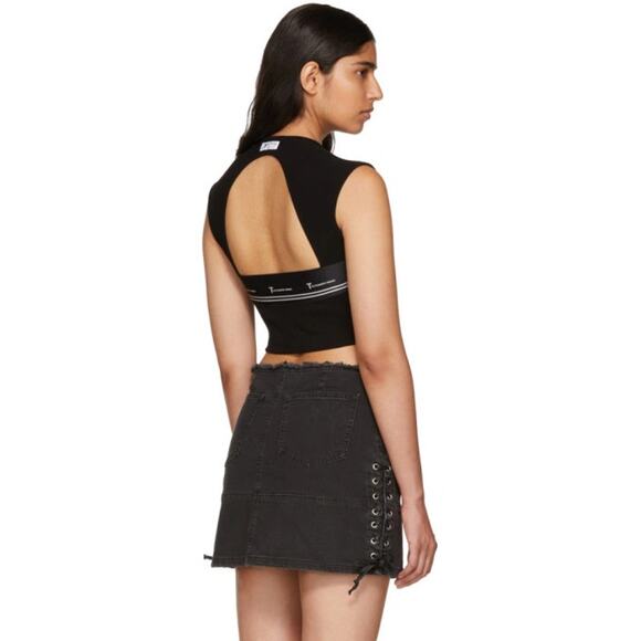 T By Alexander Wang Compact Rib Cut-Out Top Black - Picture 3 of 11